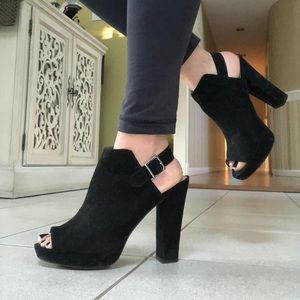 Black suede heels